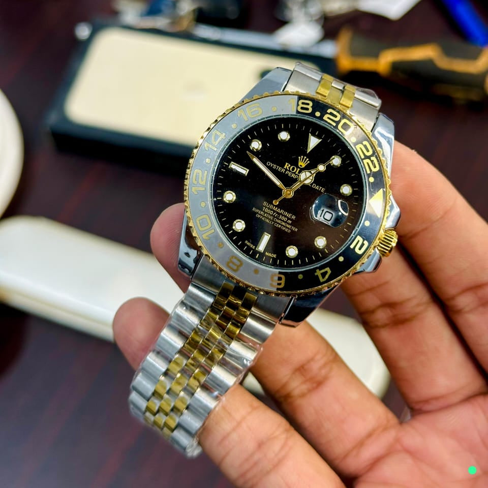 Premium Men's Stainless Steel Analog Watch – Luxury GMT Style