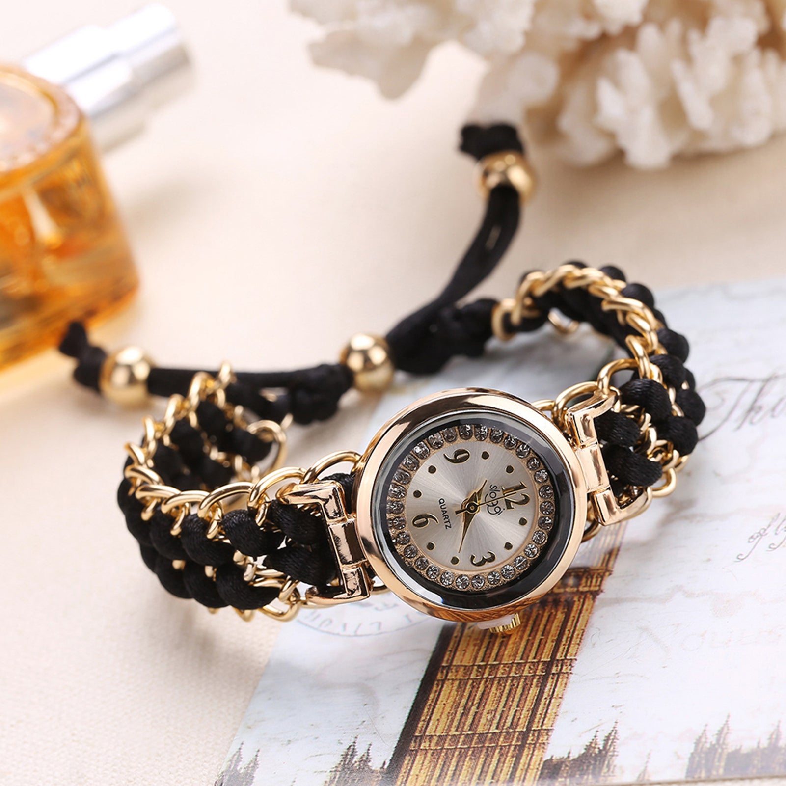 Luxury Women's Handmade Braided Bracelet Analog Watch – Elegant Fashion Wristwatch