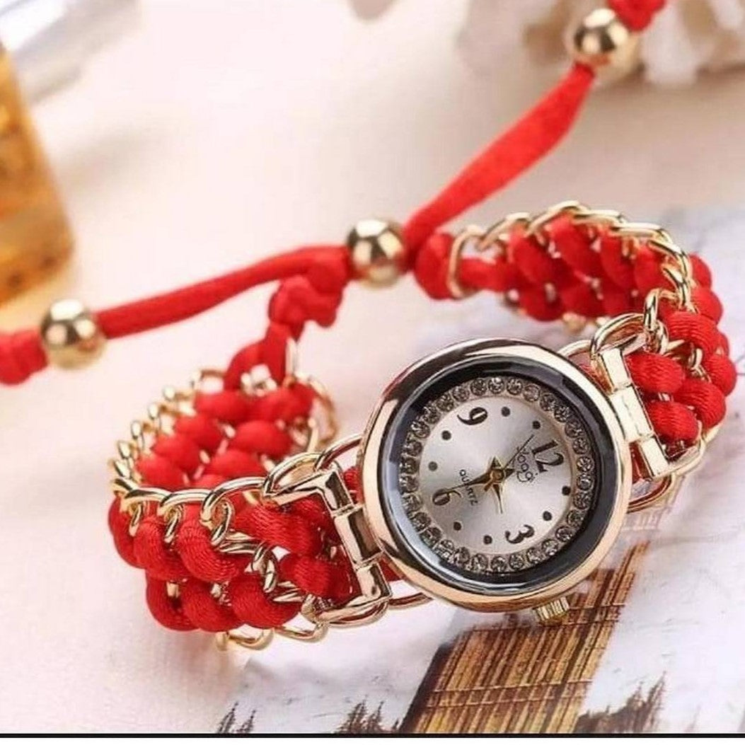 Luxury Women's Handmade Braided Bracelet Analog Watch – Elegant Fashion Wristwatch
