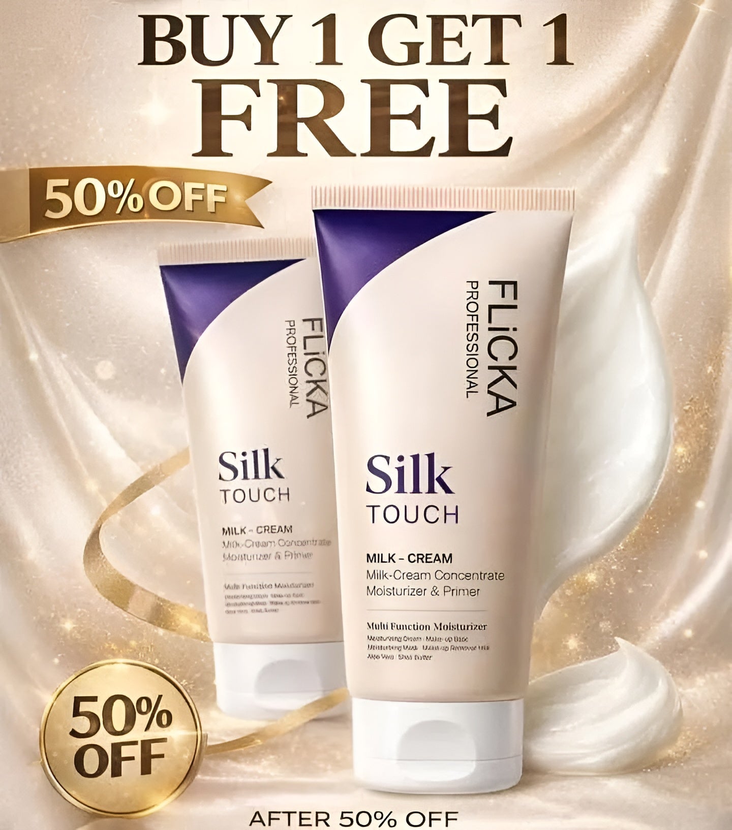 Flicka Silk Touch Milk Cream Concentrate Multi Function Moisturizer And Primer With Aloe Vera And Shea Butter